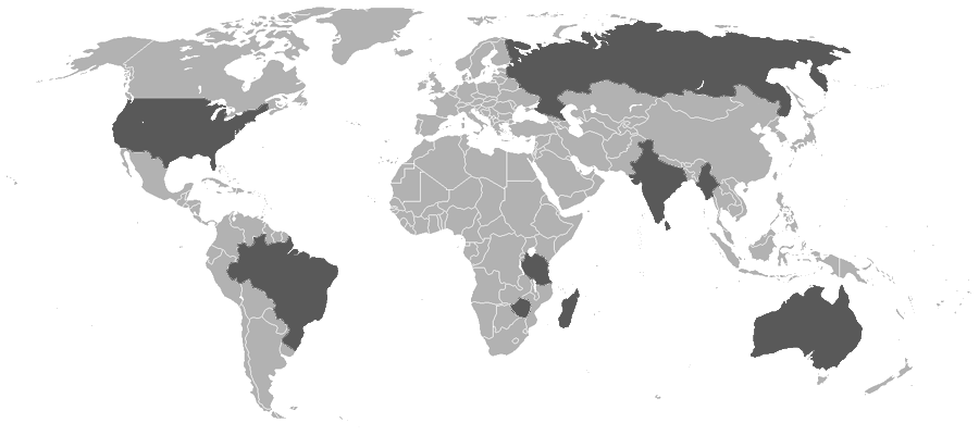 Confirmed findings  of  Alexandrite (1833 - 2008)